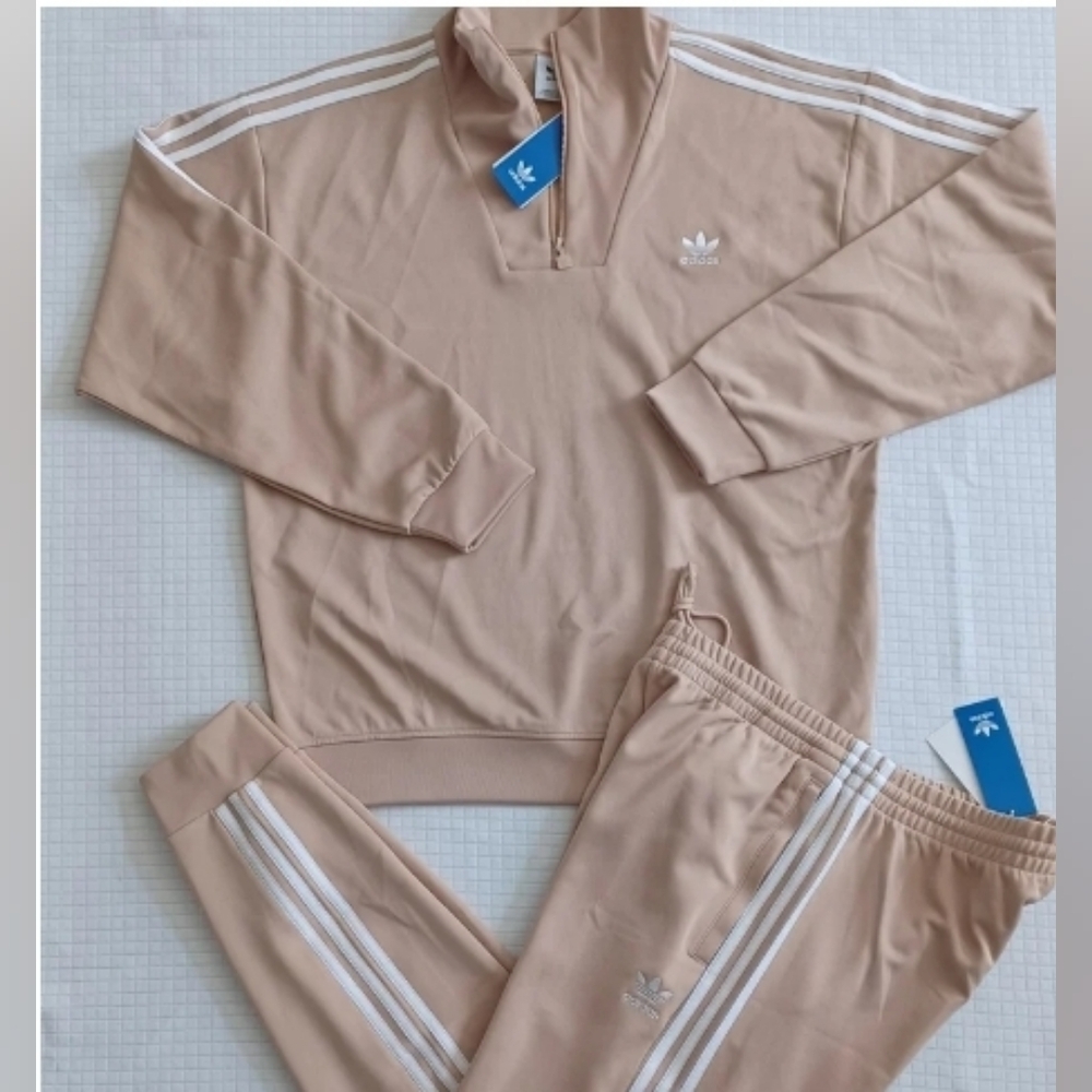 Adidas 2pc Set (Funnel Neck ¼Zip Pullover + Joggers) Magic Beige IX5215, IY9860